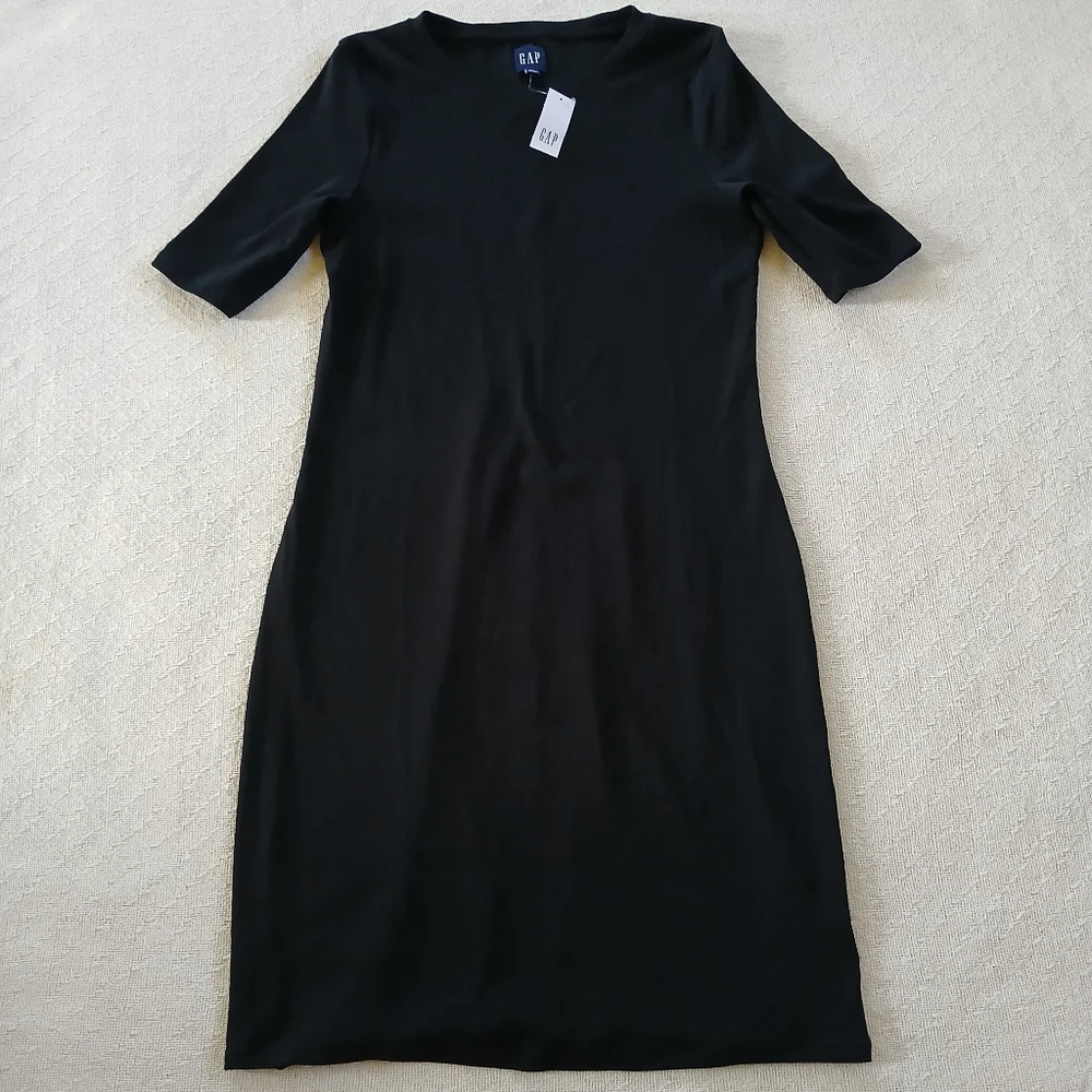 gap ♡ elbow sleeve black dress - Picture 1 of 8